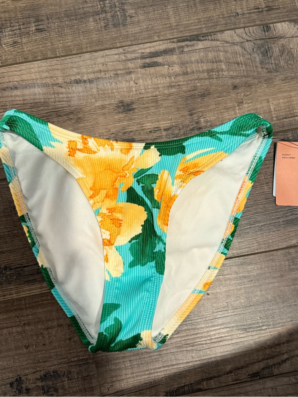 Shade & Shore low rise high cheeky Yellow Floral blue Bikini Bottoms xsmall